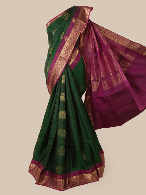 

Pothys Green Pure Silk Woven Design Kanjeevaram Saree