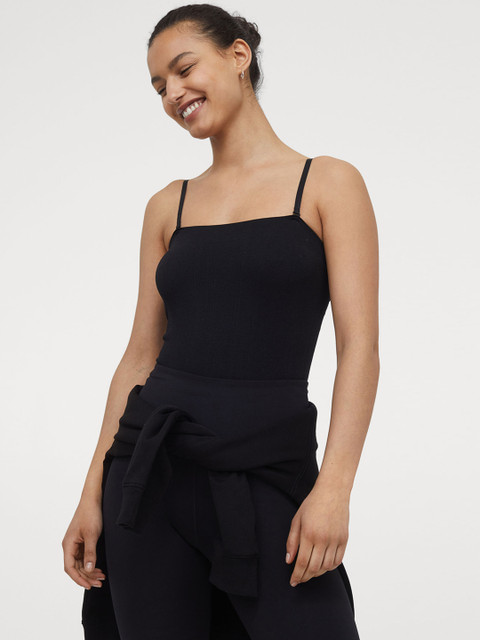 

H&M Women Black Solid Seamless Sports Bodysuit