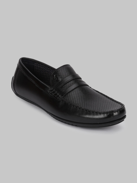 

V8 by Ruosh Men Black Textured Leather Loafers
