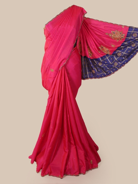 

Pothys Magenta Solid Art Silk Saree