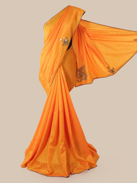 

Pothys Mustard Embellished Art Silk Saree