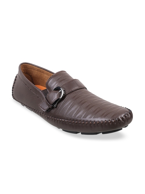

WALKWAY by Metro Men Coffee Brown Textured Driving Shoes