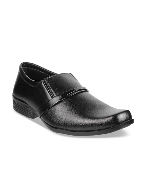 

WALKWAY by Metro Men Black Textured Formal Slip-Ons