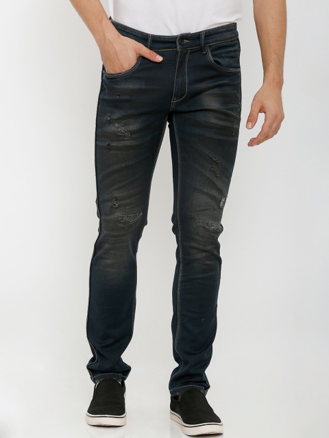 

Rex Straut Jeans Men Blue Slim Fit Highly Distressed Light Fade Jeans