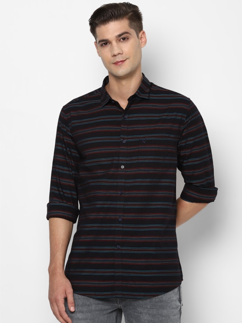 Allen Solly Men Black Slim Fit Striped Casual Shirt