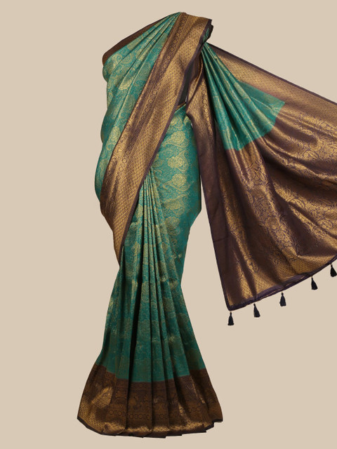 

Pothys Teal & Gold-Toned Art Silk Woven Design Saree