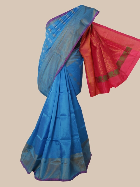 

Pothys Blue Pure Silk Woven Design Kanjeevaram Saree