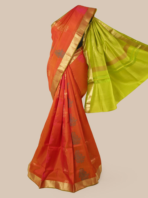 

Pothys Orange Pure Silk Woven Design Kanjeevaram Saree