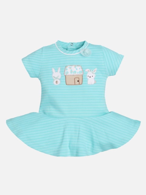 

BABY GO Turquoise Blue Striped Drop-Waist Dress