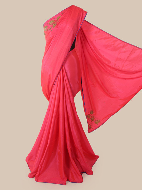 

Pothys Pink Embroidered Art Silk Saree