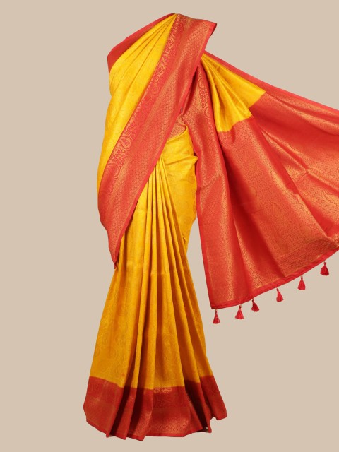 

Pothys Mustard Yellow Art Silk Woven Design Banarasi Saree