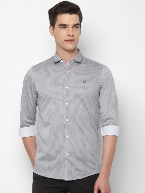 

Allen Solly Men Grey & White Slim Fit Striped Casual Shirt