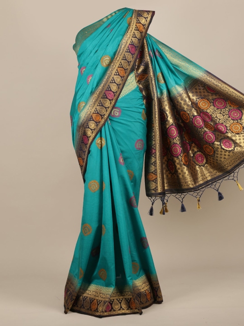 

Pothys Blue Woven Design Jute Silk Saree