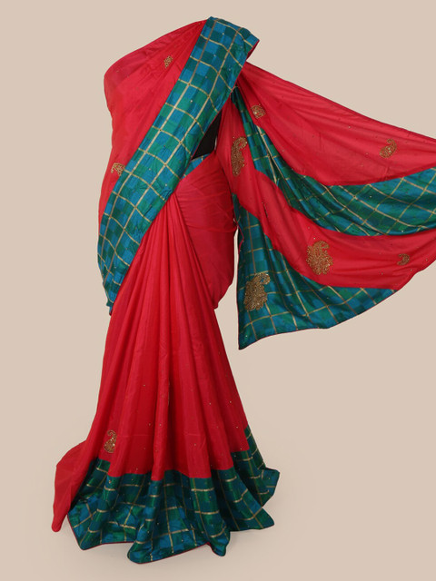 

Pothys Red Solid Saree