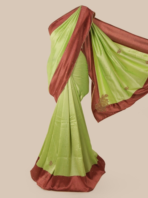 

Pothys Green & Brown Art Silk Embellished Saree