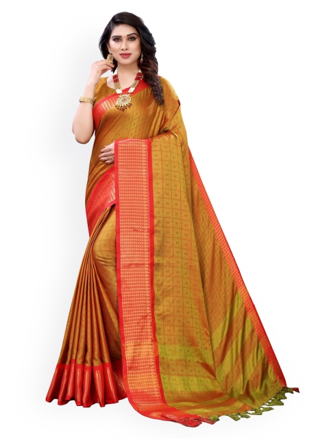 

KALINI Green Silk Blend Woven Design Kanjeevaram Saree