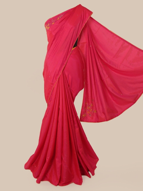 

Pothys Magenta Solid Art Silk Saree