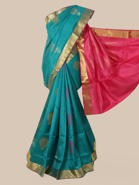 

Pothys Blue Pure Silk Woven Design Kanjeevaram Saree