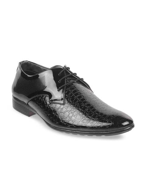 

WALKWAY Men Black Textured Formal Derbys