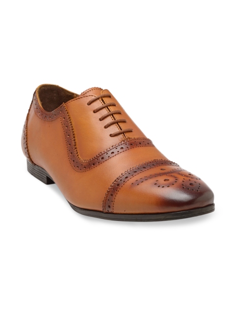 

Teakwood Leathers Men Tan Brown Textured Genuine Leather Formal Brogues