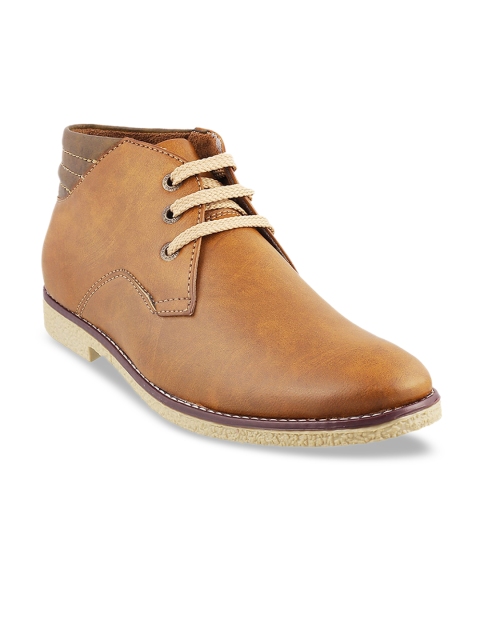 

WALKWAY Men Tan Brown Flat Boots