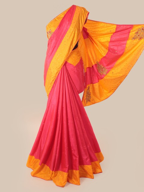 

Pothys Magenta & Yellow Art Silk Embellished Saree