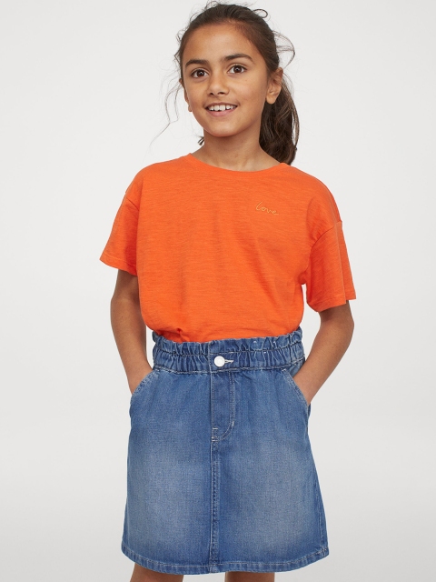 

H&M Girls Blue Cotton Denim Paper Bag Skirt