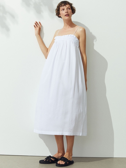 

H&M Women White Solid Sleeveless A-Line Dress