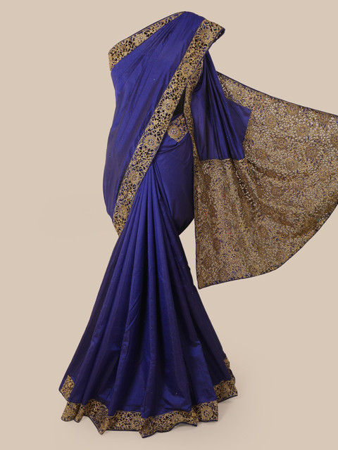 

Pothys Navy Blue Embellished Art Silk Saree