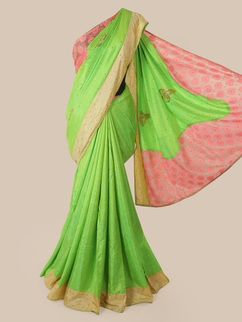 

Pothys Green & Cream-Coloured Art Silk Embellished Saree