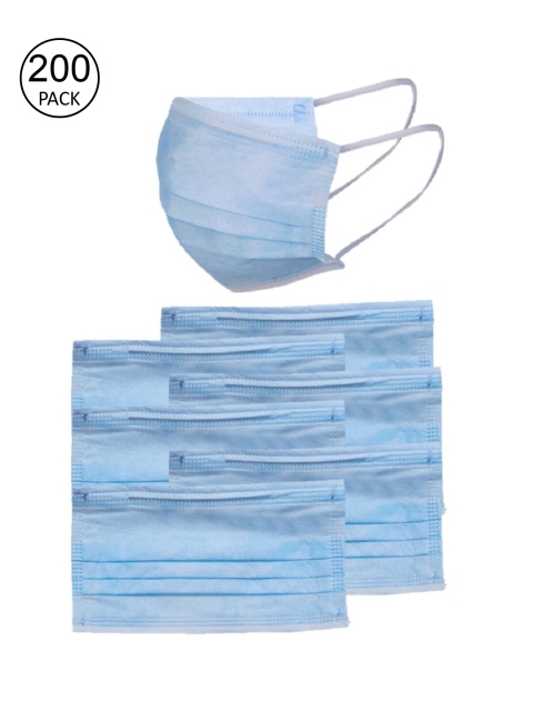 

OOMPH Unisex Pack Of 200 Blue Solid 3-Ply Surgical Masks