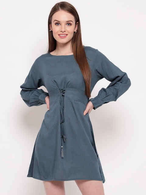 

Aawari Women Blue Solid Fit & Flare Dress