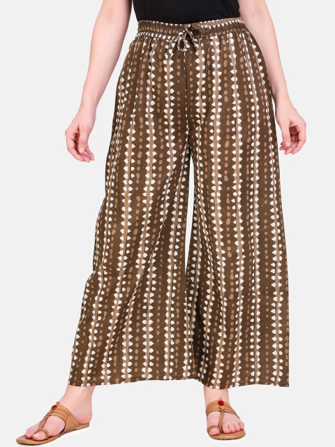 

Aawari Women Brown Regular Fit Printed Regular Trousers