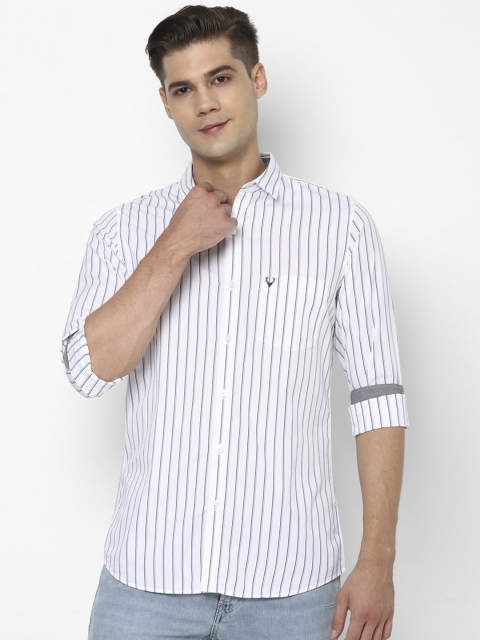 

Allen Solly Men White & Black Pure Cotton Slim Fit Striped Casual Shirt