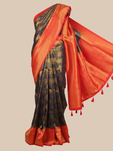 

Pothys Blue & Orange Art Silk Woven Design Saree