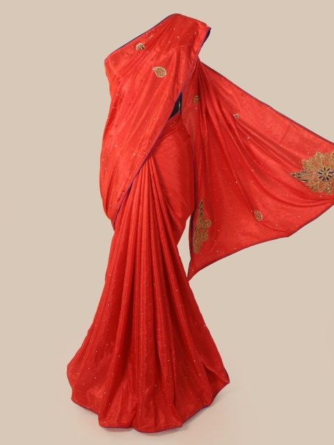 

Pothys Red Embellished Art Silk Saree