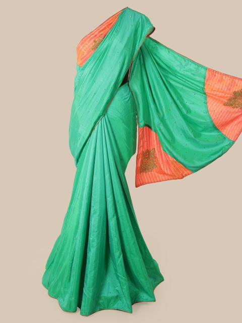 

Pothys Green Embellished Art Silk Saree