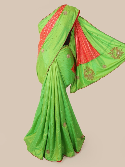 

Pothys Green Embellished Art Silk Saree