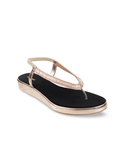 

WALKWAY Women Rose-Gold Toned Embellished Flatforms