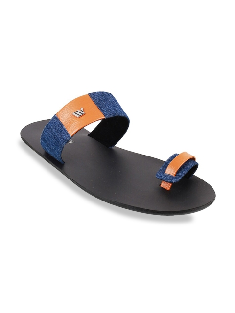 

WALKWAY Men Navy Blue & Tan Brown Comfort Sandals