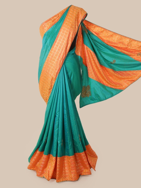 

Pothys Blue Embellished Art Silk Saree