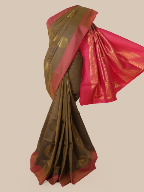 

Pothys Brown & Red Pure Silk Woven Design Kanjeevaram Saree