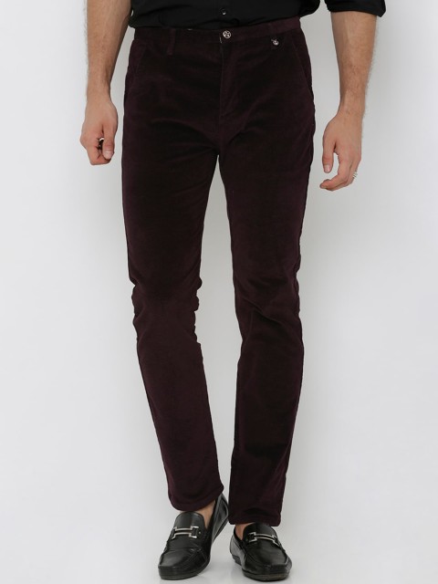 

Rex Straut Jeans Men Maroon Slim Fit Mid-Rise Solid Chinos