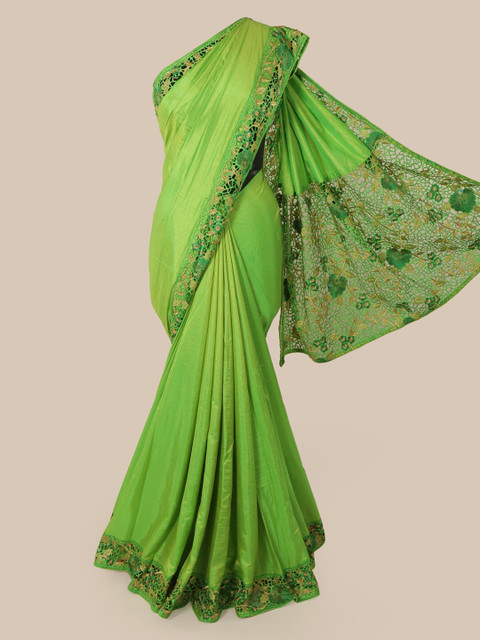 

Pothys Green Solid Art Silk Saree