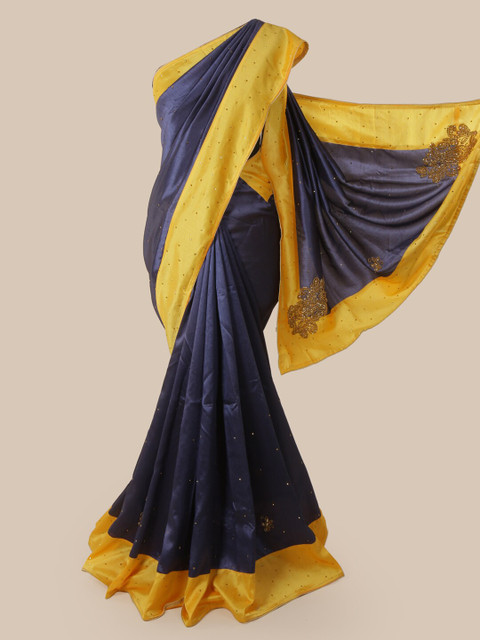 

Pothys Navy Blue Embellished Art Silk Saree