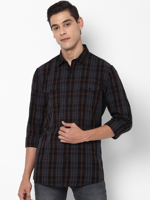 

Allen Solly Sport Men Navy Blue & White Regular Fit Checked Casual Shirt