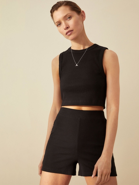 

H&M Women Black Cropped Vest Top