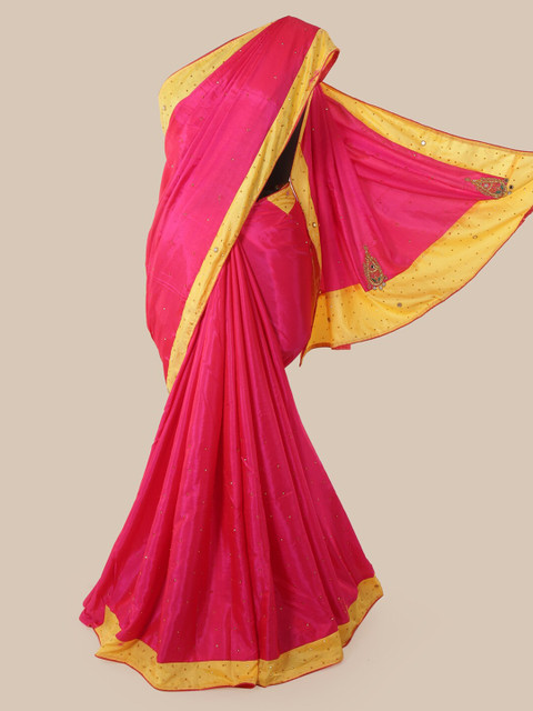 

Pothys Pink & Yellow Art Silk Embellished Saree
