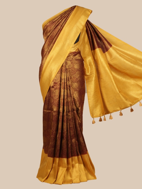 

Pothys Maroon & Gold-Toned Art Silk Woven Design Banarasi Saree