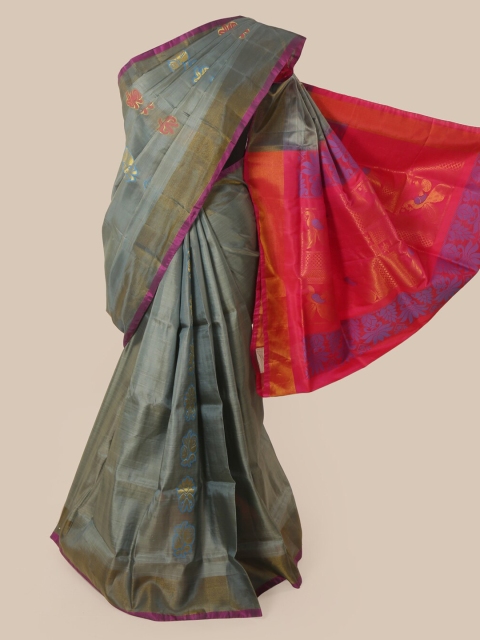 

Pothys Grey Pure Silk Woven Design Kanjeevaram Saree